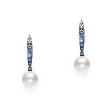 colorful zircon and  freshwater pearl earrings in 925 sterling silver for mother's day