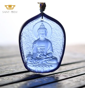 Custom Meditation Multicolor String Religious Beads Buddah Laughing Jade Crystal Buddha Chain Pendant Charm