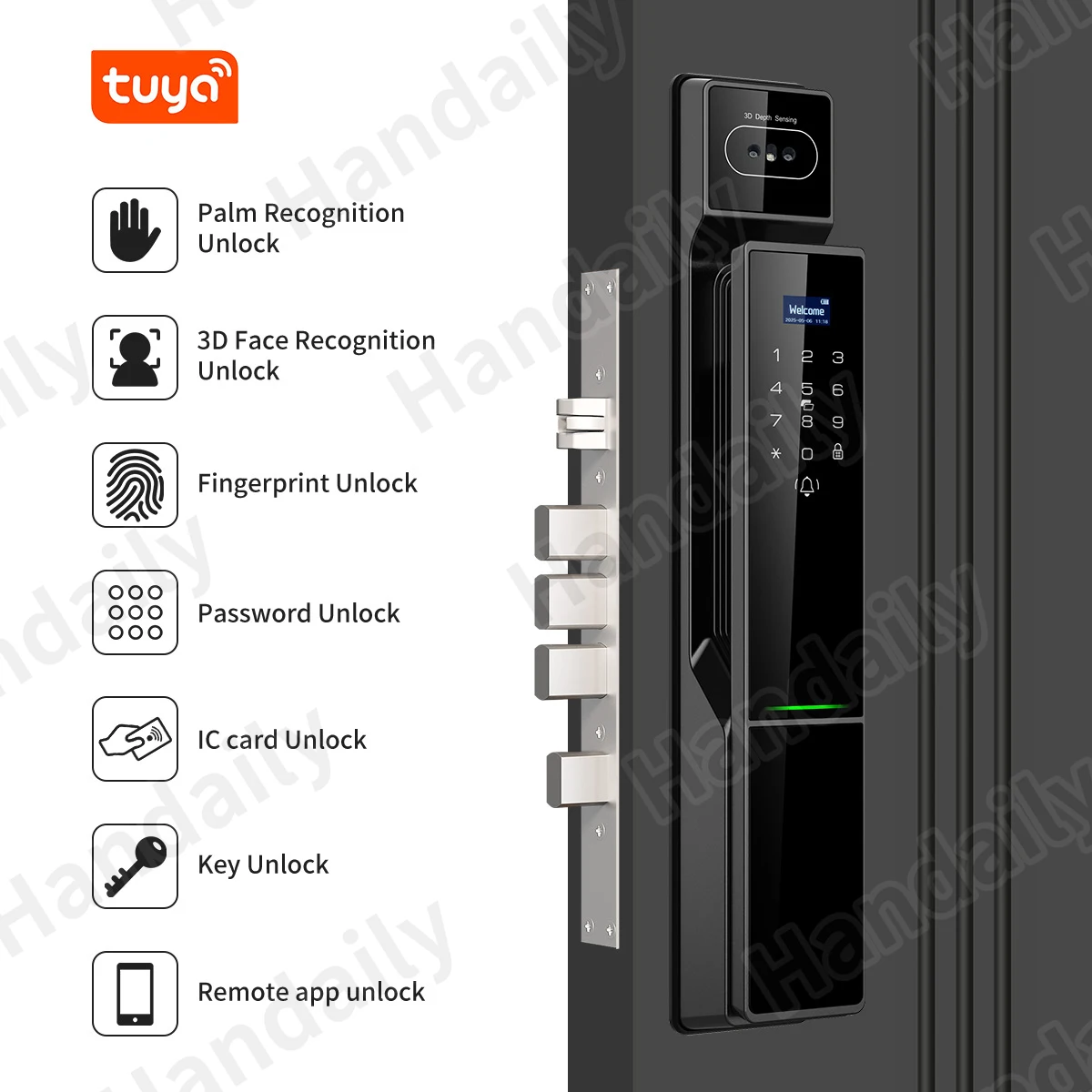 Waterproof Tuya 3D Face Recognition Smart Lock  Biometric Fingerprint With Video Call Function for Gate Digital Door Lock P60