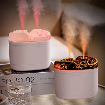 Volcanic humidifier double spray large capacity desktop mini simulation flame crack colorful atmosphere