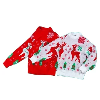 Custom KaiQi Christmas Sweater Kid's Knitted Jacquard Jumper Xmas Jumpersugly Christmas Sweater Chilren's Sweaters
