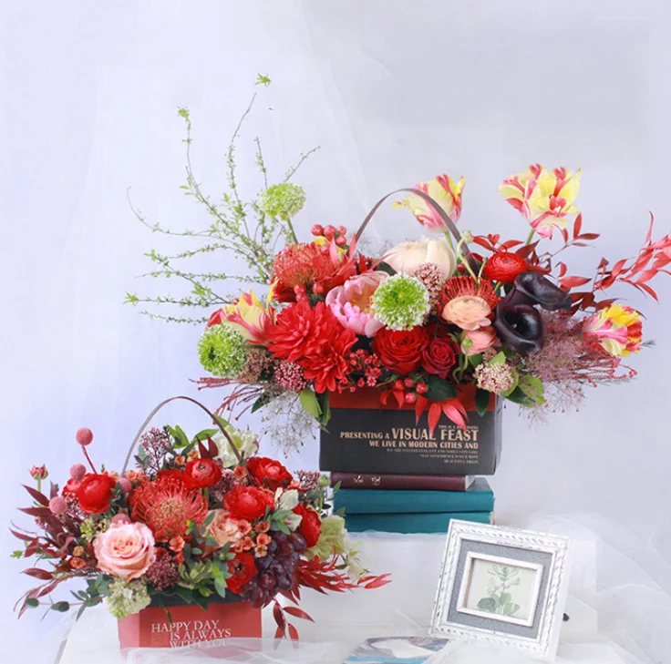 Роскошная Свадебная складная корзина для цветов из крафтовой ткани водонепроницаемая коробка с