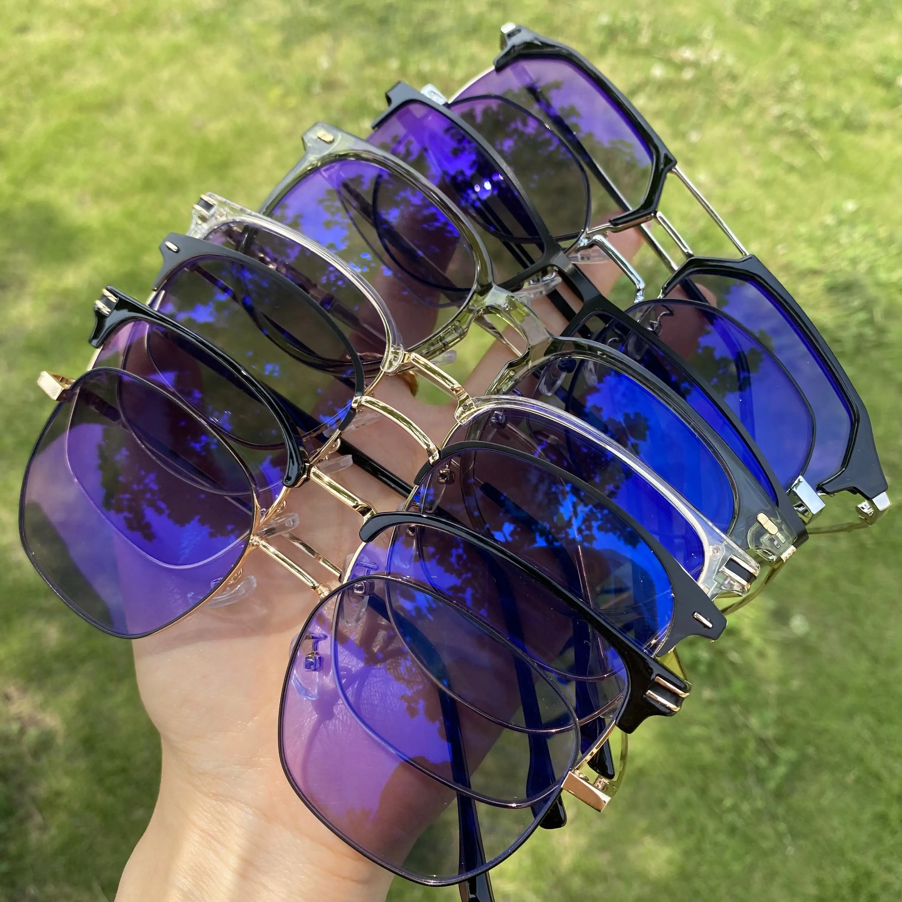 Lentes fotocromáticas de alta calidad ópticas TR90 grandes redondas  transparentes lunettes photchromiques gafas femeninas anti luz azul