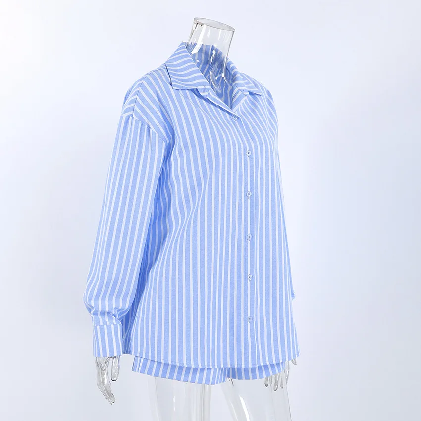 2026 women's skin-friendly loose-fitting long sleeve shorts two-piece ladies home leisure suit for cross-border sales — detail