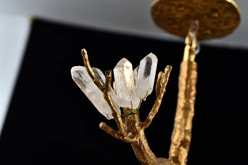 MEEROSEE Copper Tree Branch Hanging Light Crystal Glass Chandelier Modern Hanging Lights MD87046