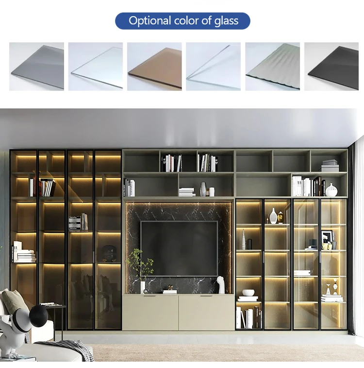 Aluminum Frame Sliding Wardrobe Glass Door Profile Matte Black Extruded ...