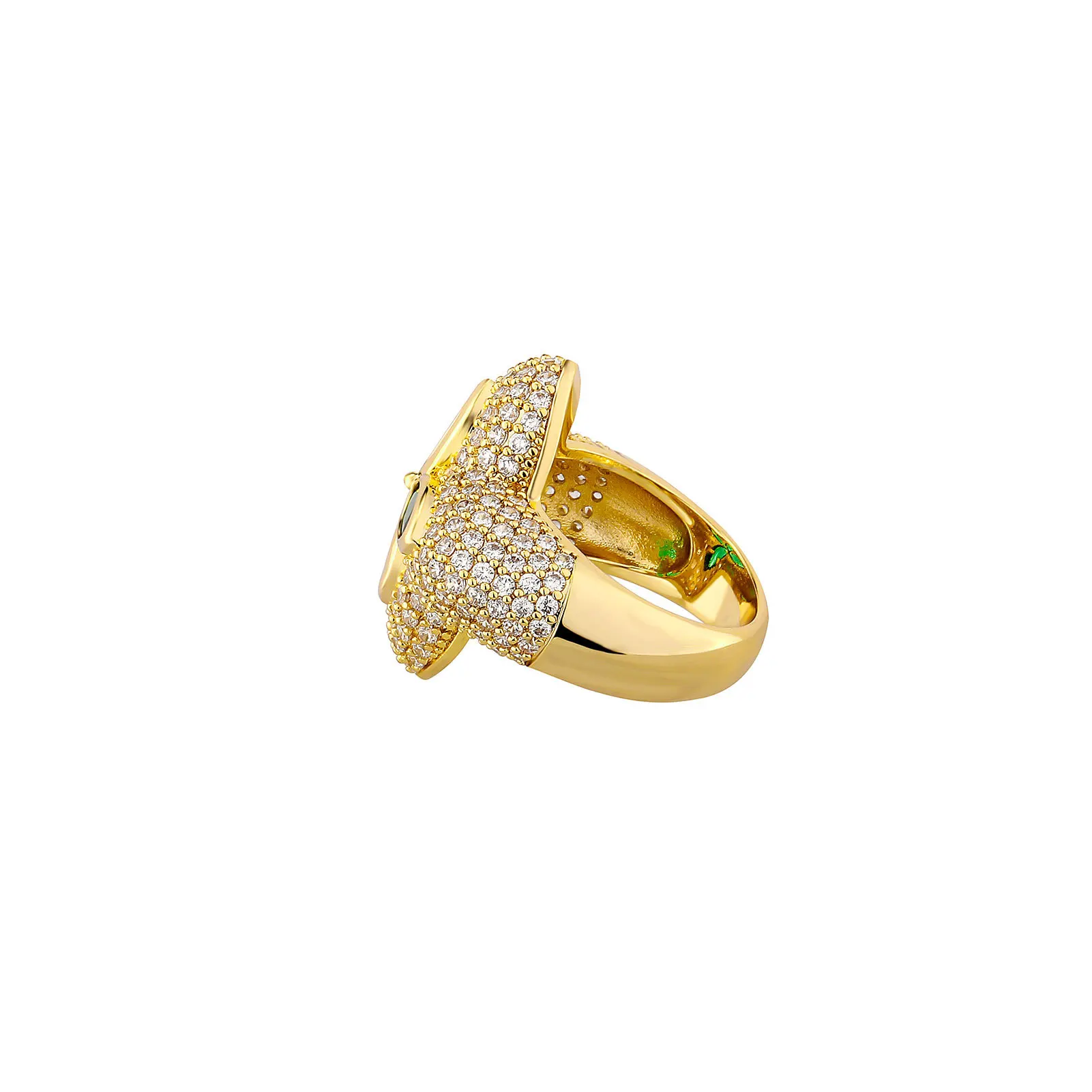 Moissanite Green Full Iced Out Ring For Wedding And Engagement_voghion.com