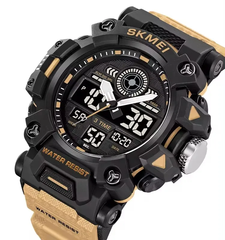 Skmei 2226 Men Dual Display Analog Digital Watch TPU Band Chronograph  Countdown Wristwatch LED Reloj Alarm Clock Date Watches