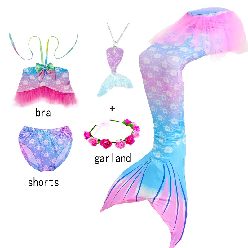 Kids Girls Mermaid Swimming Tail Costume Princess Cosplay With Monofin  Bikini Bathing Suit for Carnival Fantasy Dress up