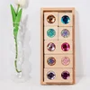 7 gemstone blocks (with wooden box