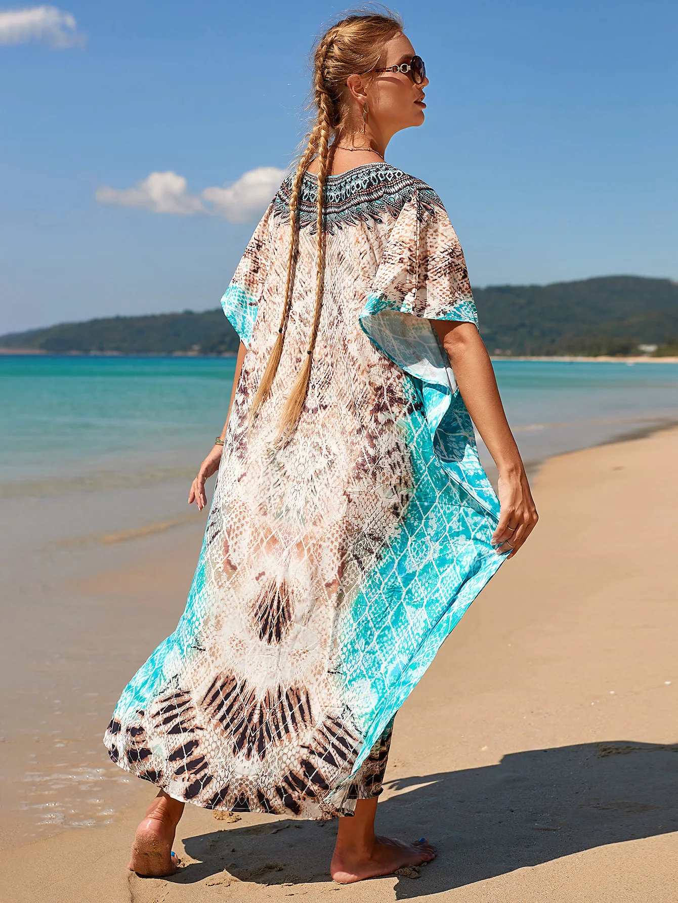 Ready to Ship Beachwear Women Vacation Beach Cover up Dress Floral Boho  Beach Dress