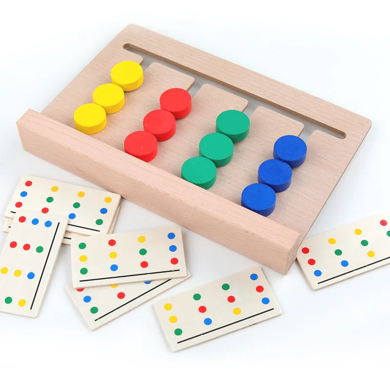 Montessori Math Toys Children Wooden Puzzle 4 Color Fruit Game Matching Toys