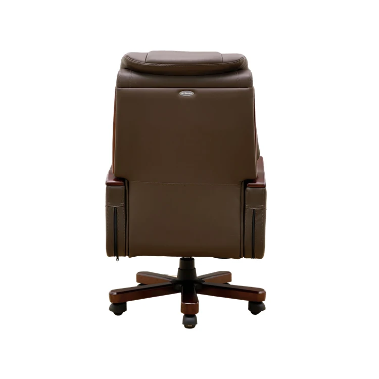 Genuine Real Leather Brown Colour Office Chair Luxury Boss Boos