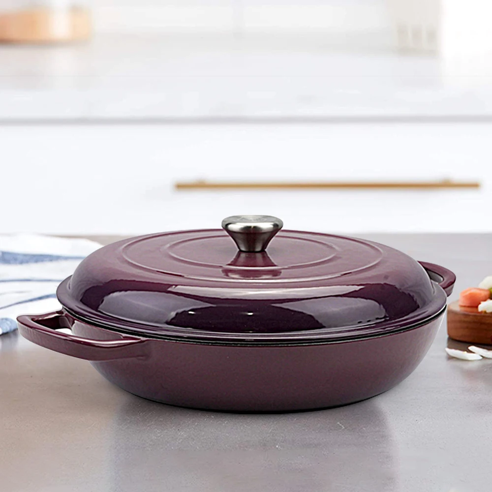 Cookercool 2022 New Fashion Purple Cast Iron Enamel Cooking Pots and Pans Nonstick Cookware Set