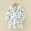 flannel robe-white dinosaur