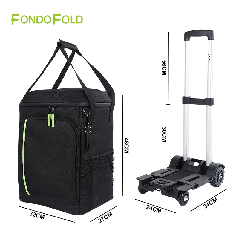 Fondofold Large Capacity Insulated Rolling Cooler Bag Portable Leakproof Picnic & Camping Ice Trolley Waterproof Food Storage