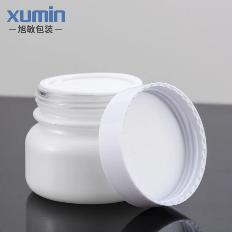 Cosmetic 50g Glass Jar Packaging White Empty Cream Jar Luxury Black Lid Eye Skin Cream Jar