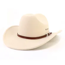 Wholesale 2023 Autumn Winter Luxury Women Men Solid Color 12 Color Unisex Large Fedora Cowboy Hats For Adults