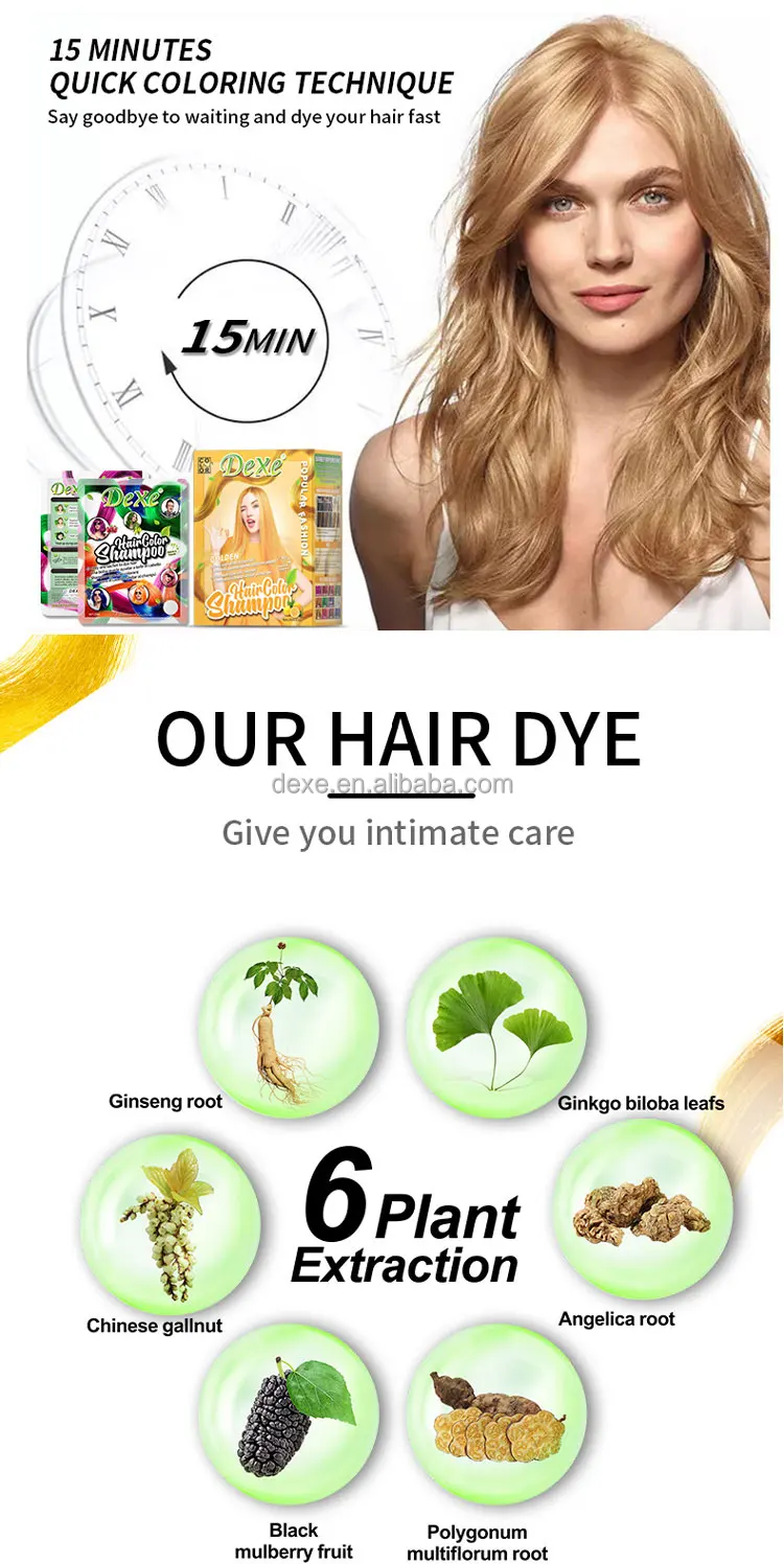 New Wholesale Soft Good Quality Natural Rice 30ml Effective Hair colour Shampoo for Grey Hair