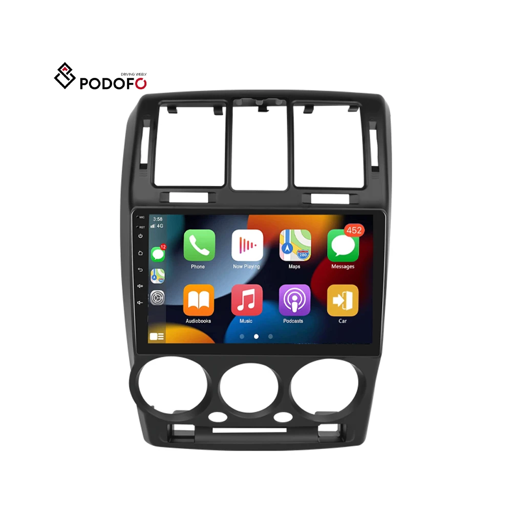 Podofo Double Din 9 Inch Android Car Stereo for Hyundai GETZ 2002-2011 Carplay Android Auto GPS Wifi Hifi RDS Support AHD Camera