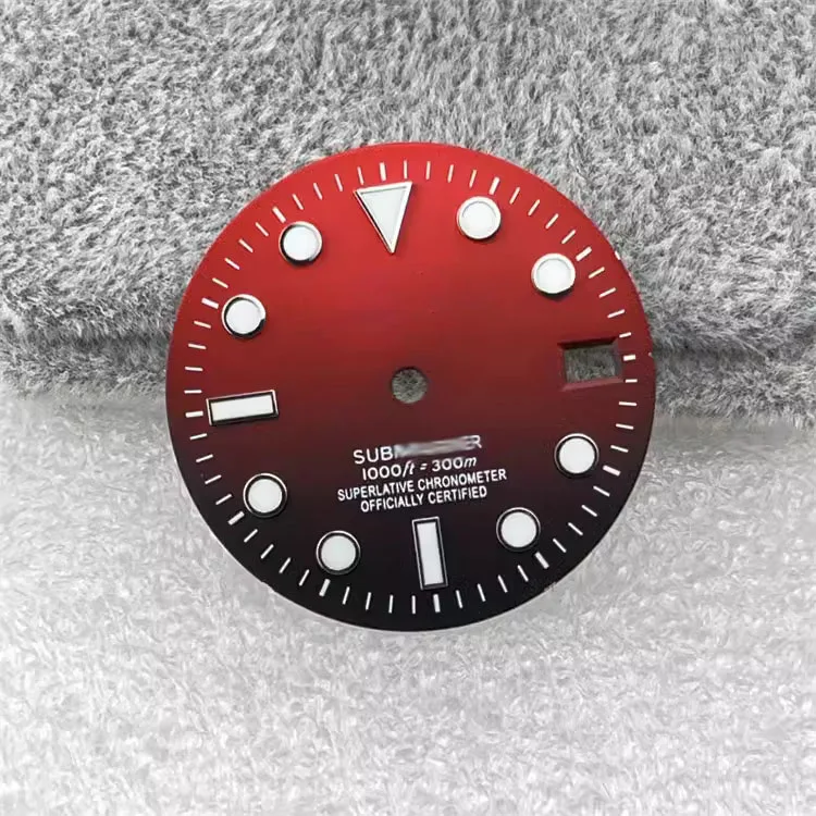 28.5mm Watch Dial Ice Blue/green Luminous S Logo for NH35