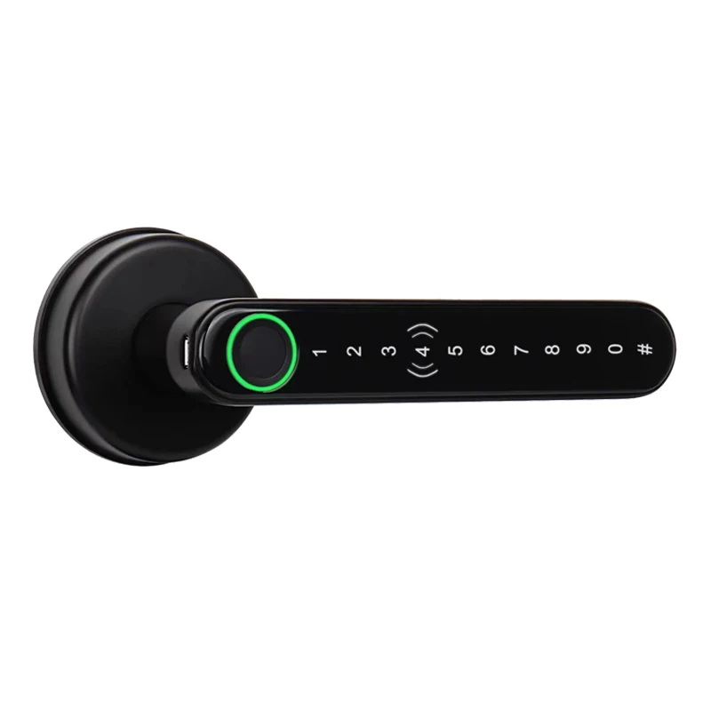 One Touch to Unlock Black Color Fingerprint Password Recognition Quickly Handle Smart Electr Digital Code Apartment Door Lock