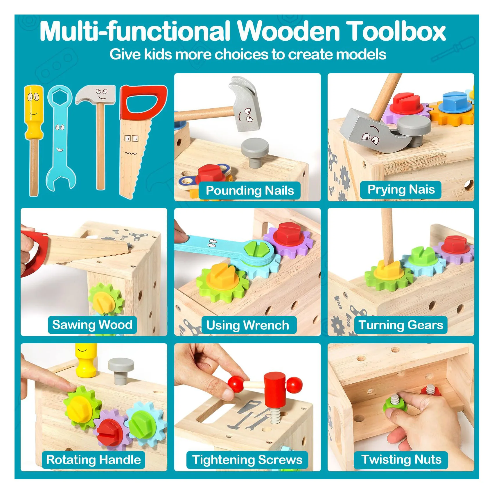 Набор деревянных инструментов для малышей