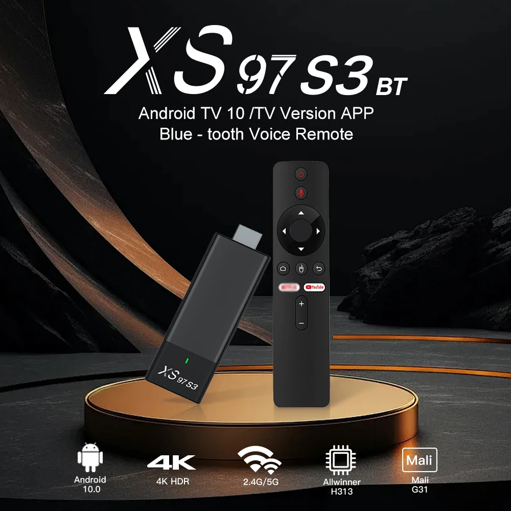XS97 S3 BT TV Stick - 4K Android 10 with BT Control Remote