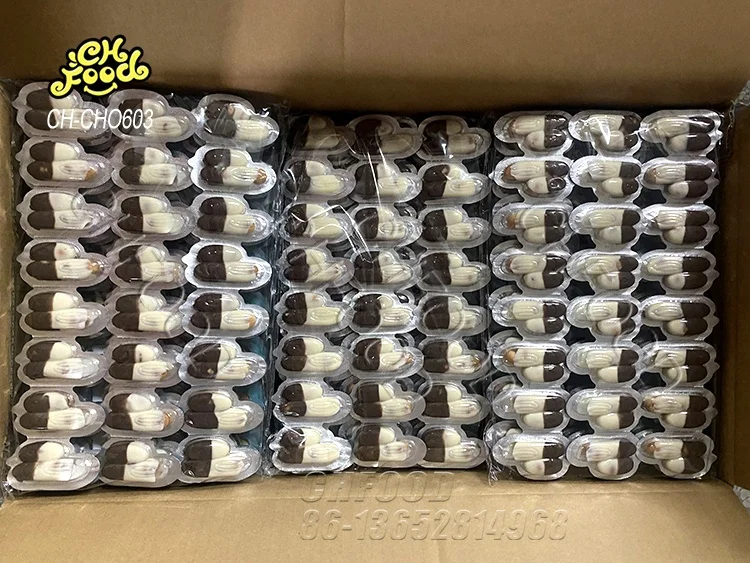 Wholesale and Custom Cheap Snack Food Chocolate Biscuits Cartoon Duck Shape Candy Toy for Kids