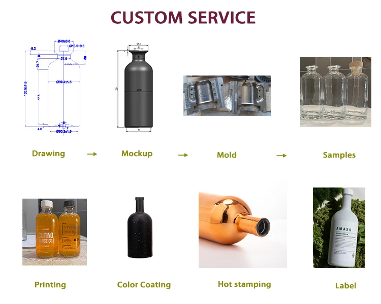 187ml 375ml 500ml 750ml Glass Beer Wine Bottles Amber Green Vodka Seal Wine Empty Glass Bottle