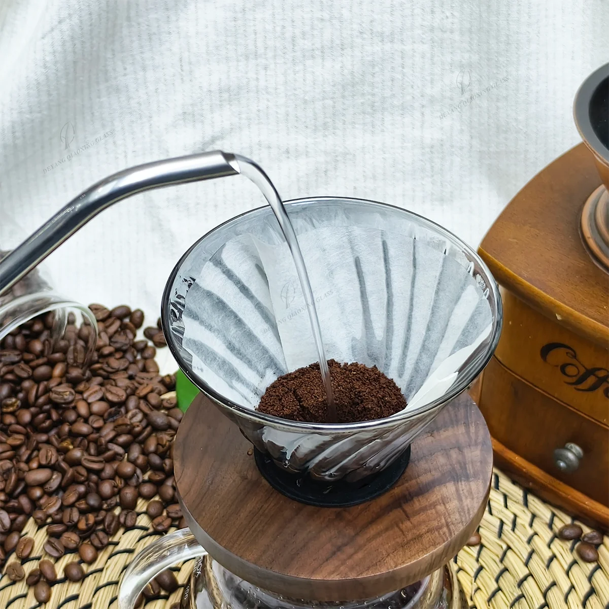 Soaking Adjustable Drip Cup with Silicone Plastic Holder Clear Coffee Filter Manual Coffee Sets High Borosilicate Glass