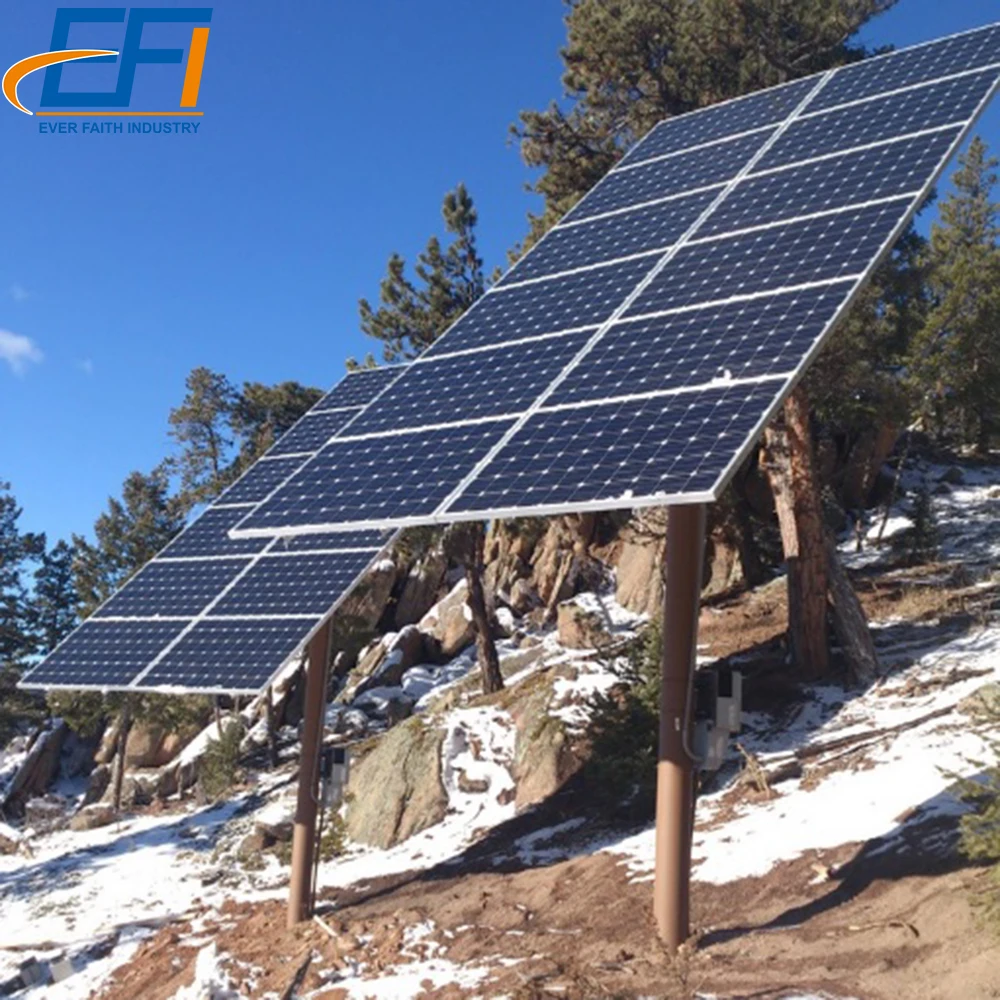 GPS Solar Tracking System C Channel Steel Mount Mini Solar Tracker 5KW Solar Tracking Axis System