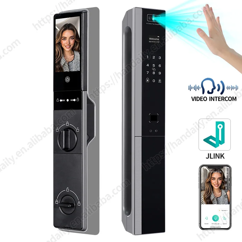 Smart Door Lock Face Recognition Automatic Digital Lock Dual Camera WiFi Fingerprint Card Key unlock Support Video Intercom K12