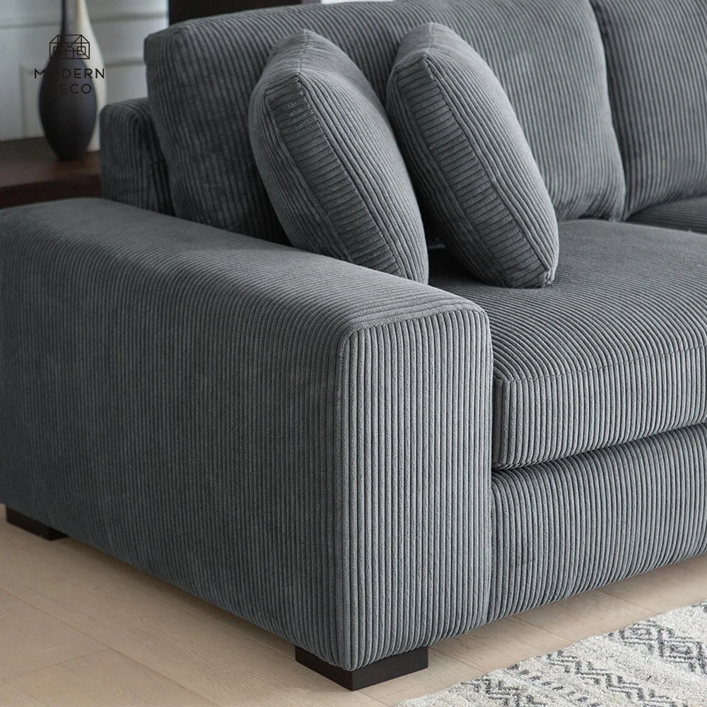Bagong Luxury Corduroy Couch para sa Living Room Sofa Set Furniture L Shape Sofa Modern Design Durable Fabric Grey Sofa