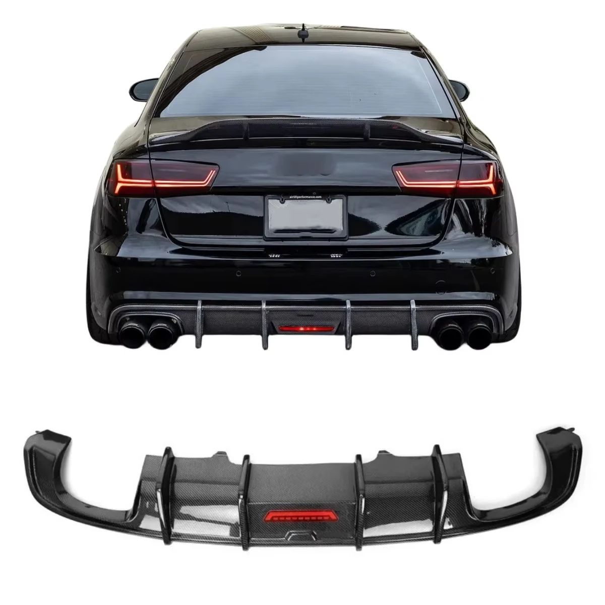 Audi A6 S6 Carbon Fiber Rear Bumper Diffuser Lip for 2012-2015
