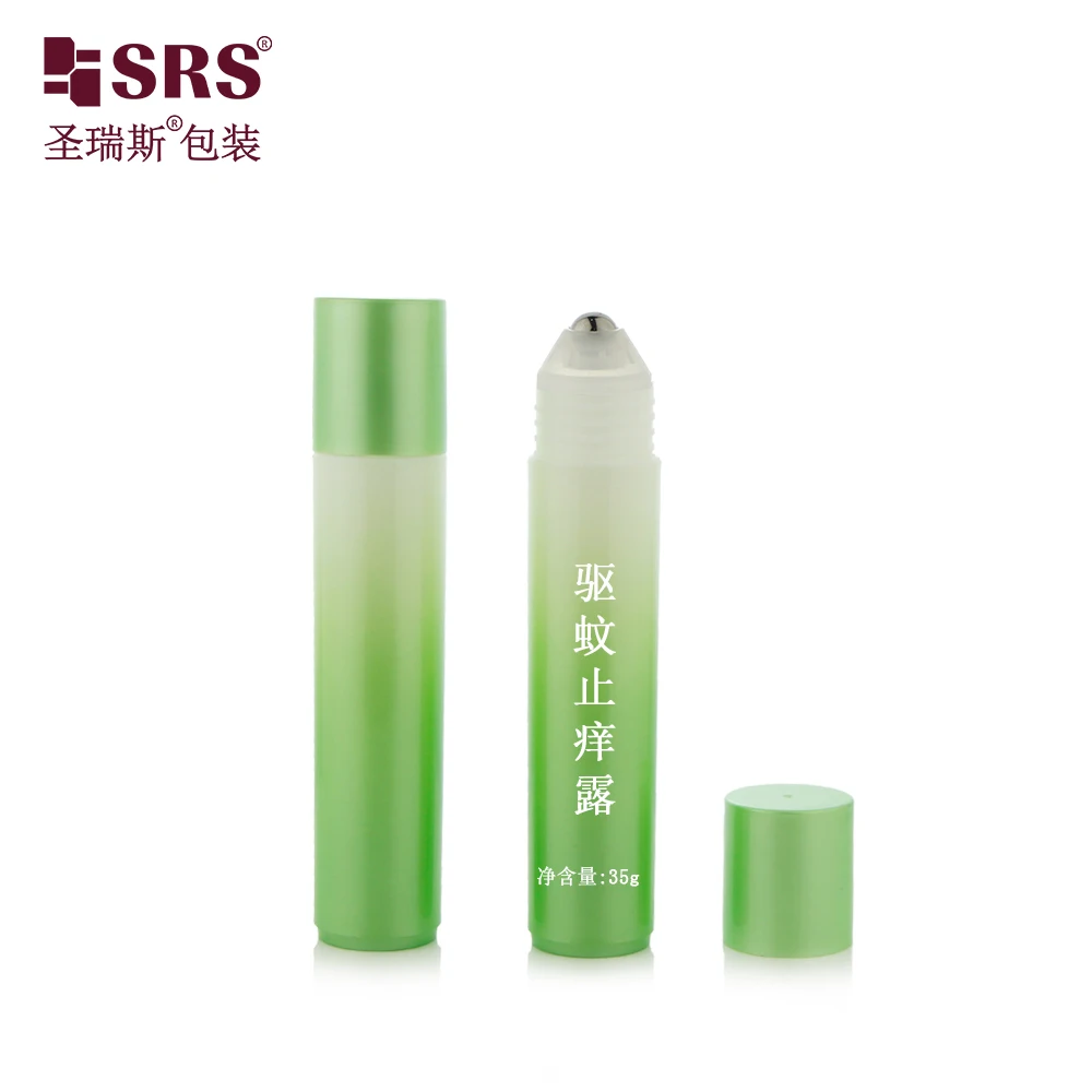 Round PP PCR Recycled Injection Matte Color Massage 35ml Roller Ball Bottle