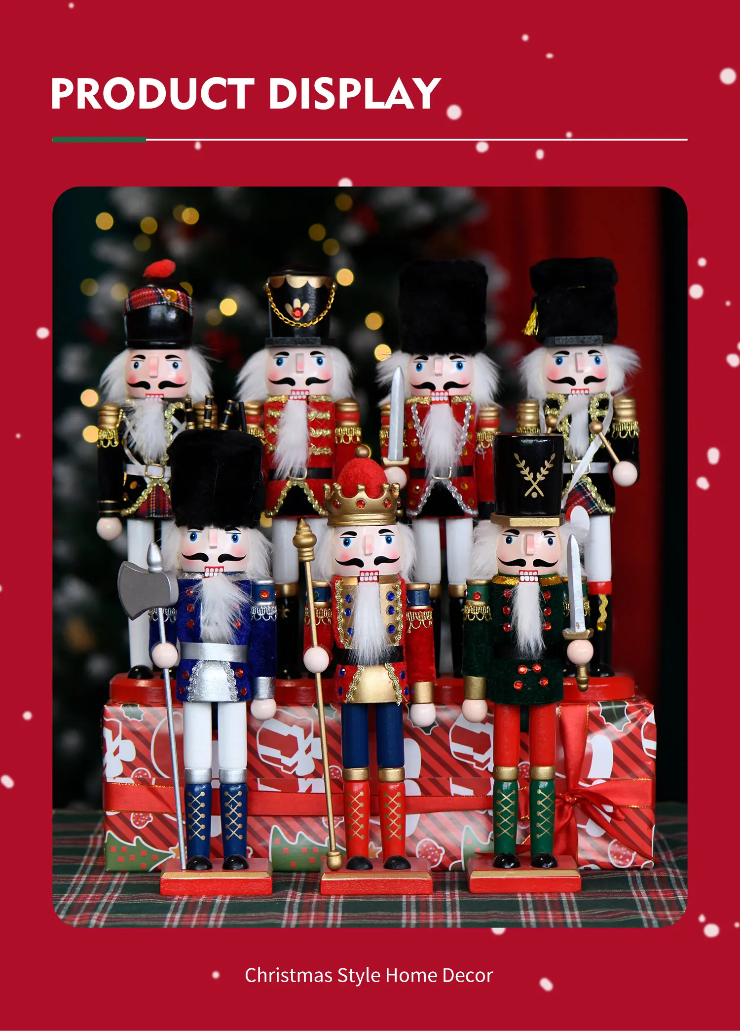 High Quality Wholesale Indoor 30cm Custom Wooden Decorated Christmas Nutcracker Soldier Buy