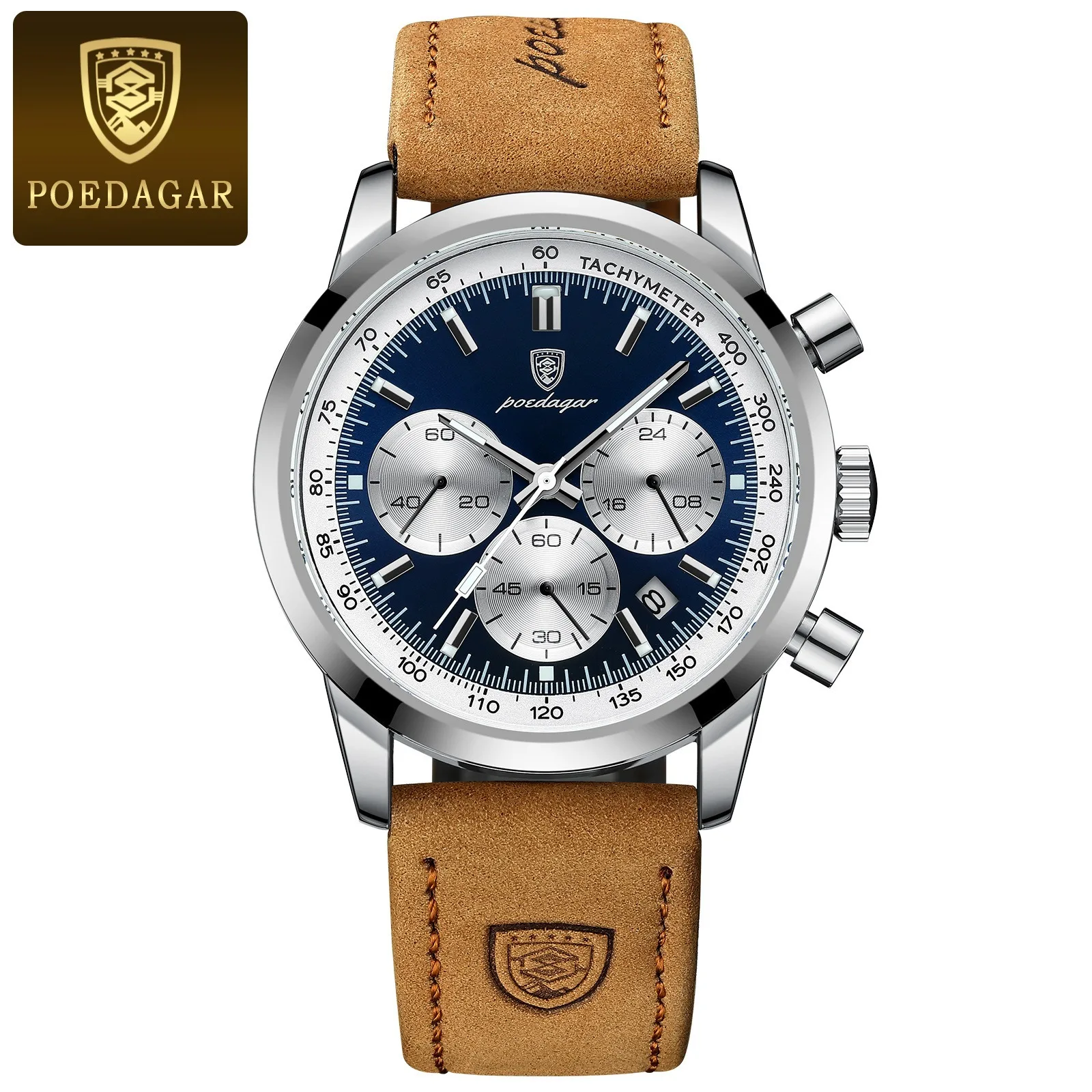 Orologio Uomo Lusso Cronografo Quarzo – Impermeabile 5ATM, Luminoso, Cinturino Acciaio Inox, Quadrante 40mm