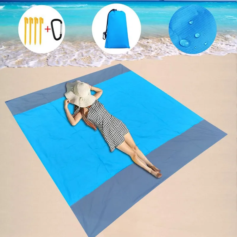 2*2.1m Waterproof Pocket Beach Blanket Folding Camping Mat/Mattress Portable Lightweight Mat/Outdoor Picnic Mat Sand Beach Mat