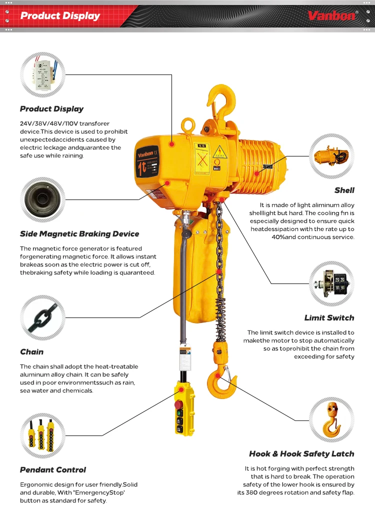Vanbon Electric Hoist Manufacturer 1 Ton 2 Ton 3 Ton Electric Chain Hoist Electric Hoist Buy