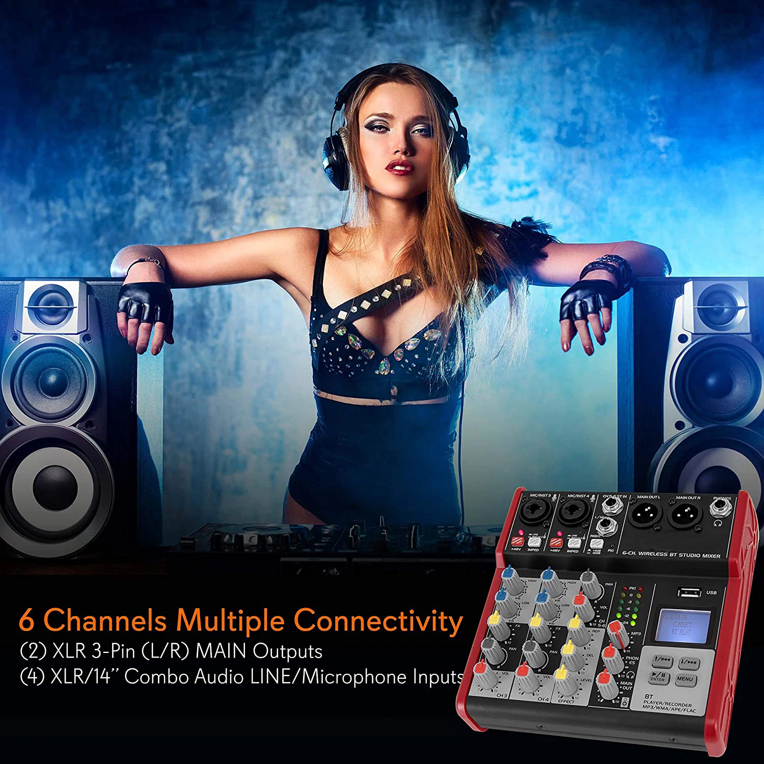 Compact 4-Channel Professional Audio Interface Mixer Console for Live Recording & Song Production