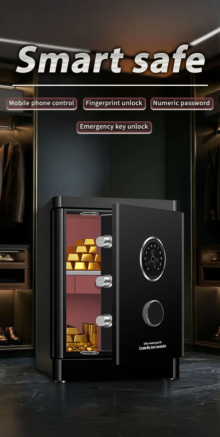 face recognition tuya app wifi smart safe box for money large safes-5