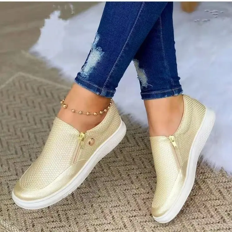 Fashion Rhinestone Sneakers Walking Style Shoes Women Platforms Slip on  Shoes Casual Flat Shoes