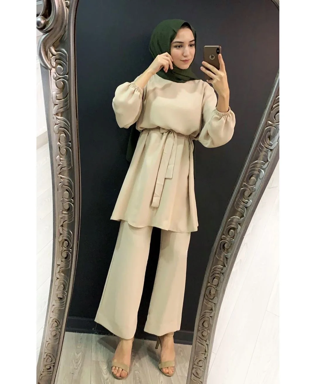 MRULIC muslim dress for women Women's Fashion Solid Color O-Neck Long  Sleeve Satin Soft Waist And Ankle Dress Red + S - Walmart.com