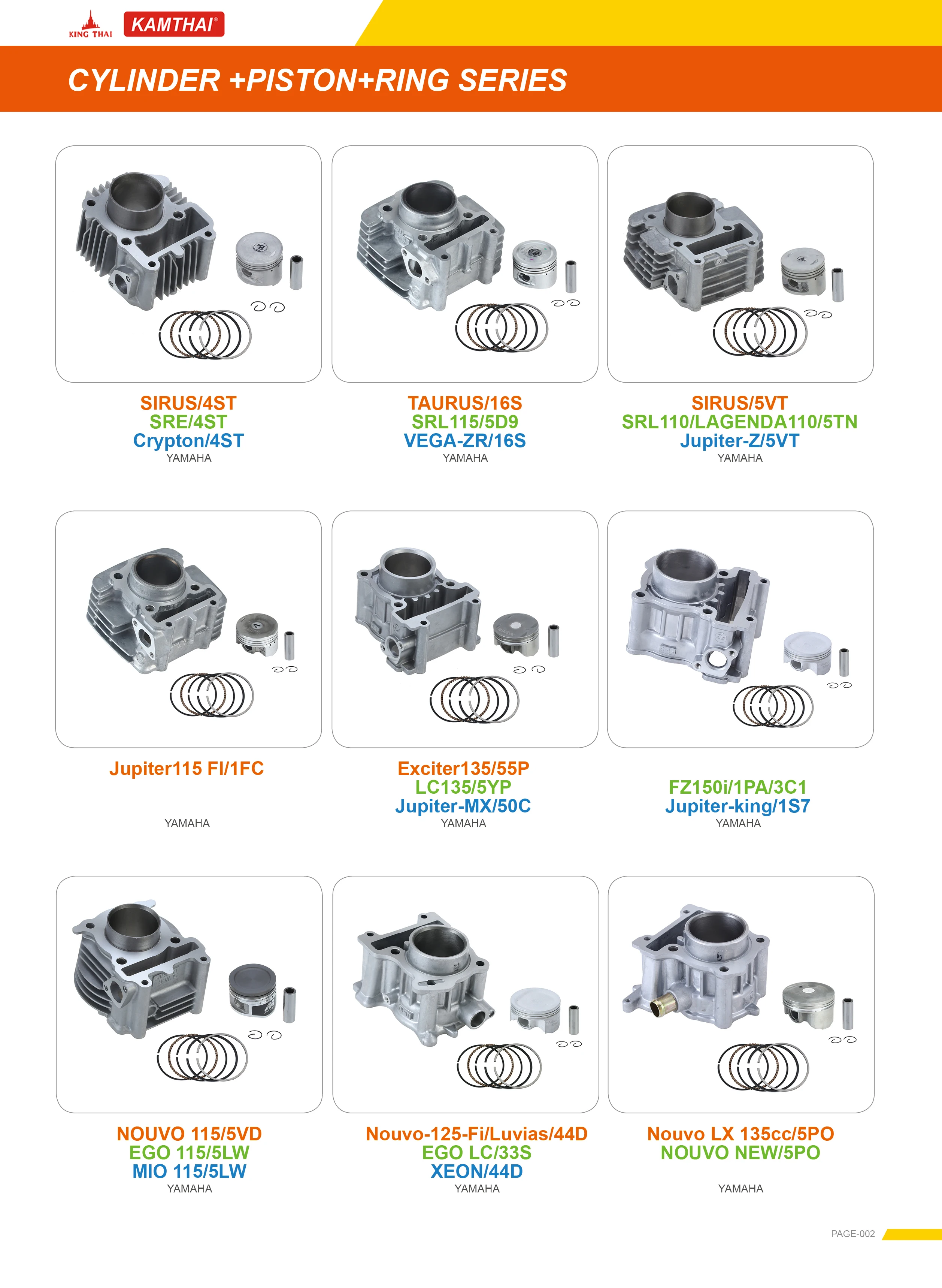 Высококачественные запчасти для мотоцикла KAMTHAI разбитого типа 110, набор цилиндров 09 г для мотоцикла SUZUKI