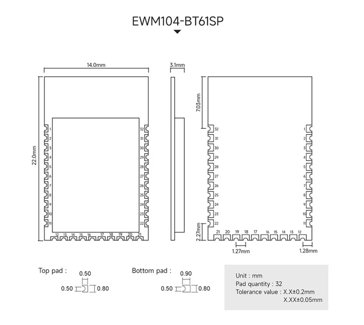 Ebyte EWM104 BLE audio module production quality inspection process