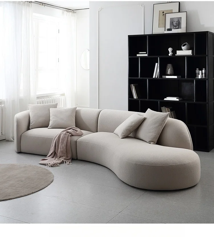 Luxury Modern Style Living Room Interior Curved Sofa & Lounge Chair Set Sofa Set Furniture Living Room