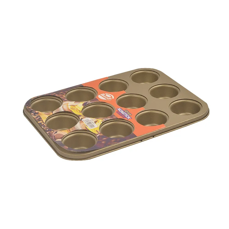 Beigu Golden Non Stick Baking Pan Cupcake Baking Pan Muffin Cake Pan Baking Tray Cupcake Mold