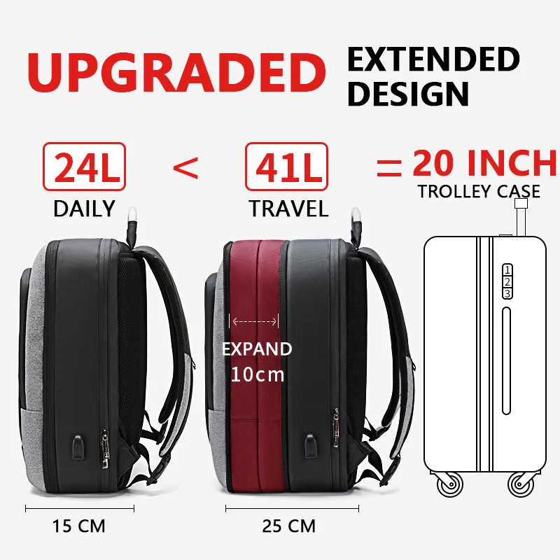 Arctic Hunter Extra Large Capacity Men Travel Waterproof Daypack Business Laptop Anti Theft Expandable Usb Charge Backpack