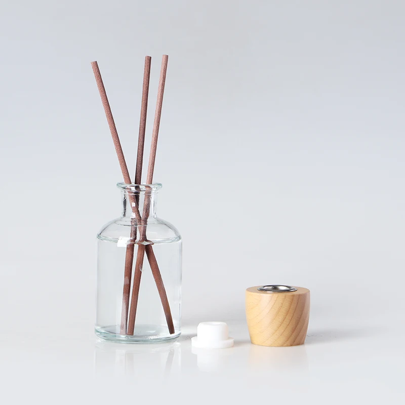 125 ml 500 ml 1 Liter Transparent Empty Round Shape Wide Mouth Fragrance Aroma Reed Diffuser Bottle with Wooden Lid